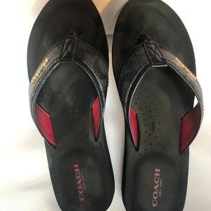 Coach Judy Flip Flops Size 7 Black In Box